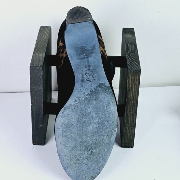 Vintage Thierry Rabotin Black Suede Leopard Mary Jane Chunk Heels, Italy, 38 1/2 - Picture 10 of 11